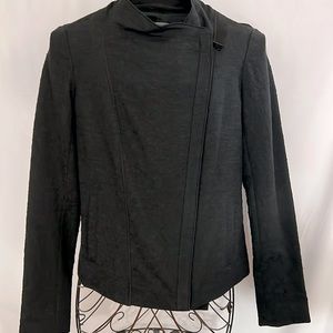 Classic Textured Black Vince Asymmetrical Zip Jacket